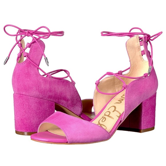 hot pink sandals block heel